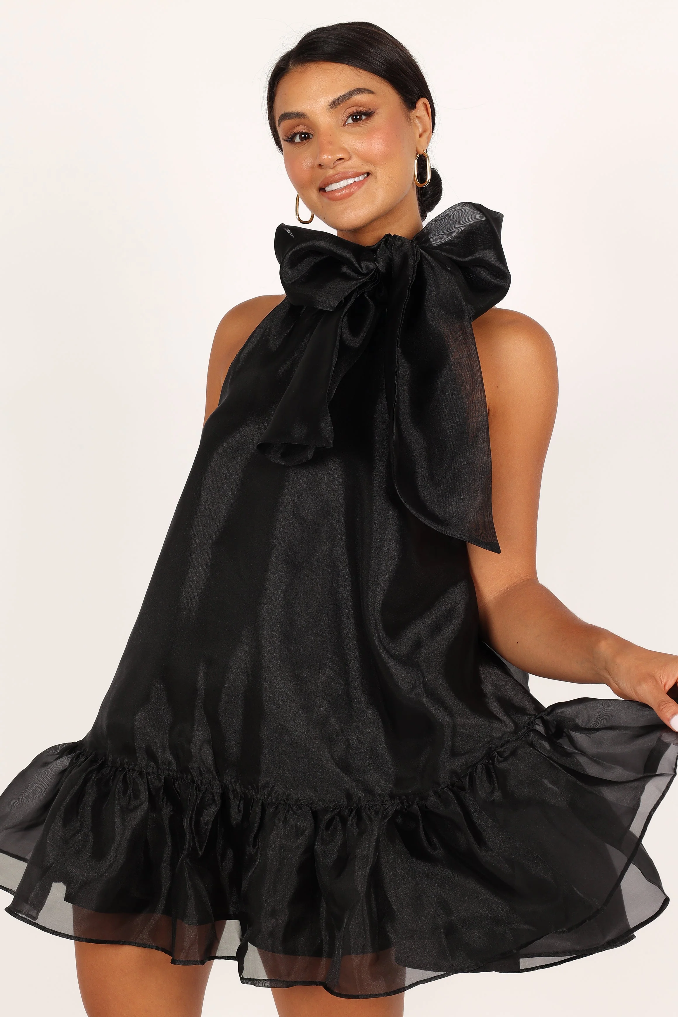 Sophia Bow Mini Dress - Black - Image 4